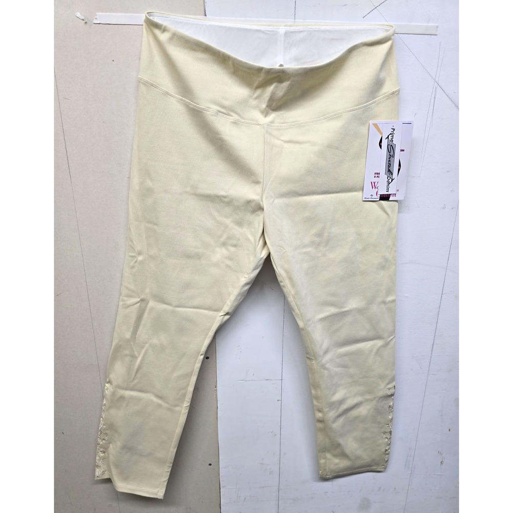 Women with Control Tummy Control Prime Stretch Denim Pant Ecru 1X A667201